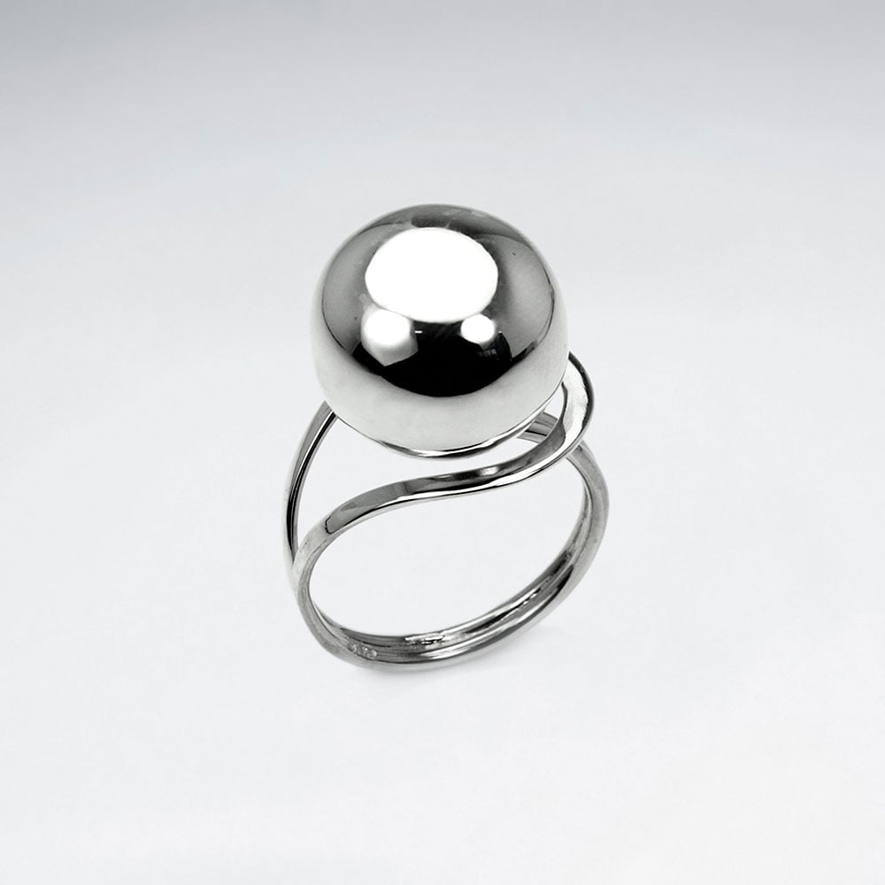 Sterling Silver Smooth Single Ball Design Ring