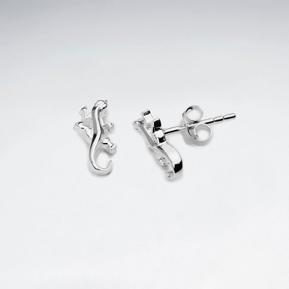 Sterling Silver Gecko Stud Earrings