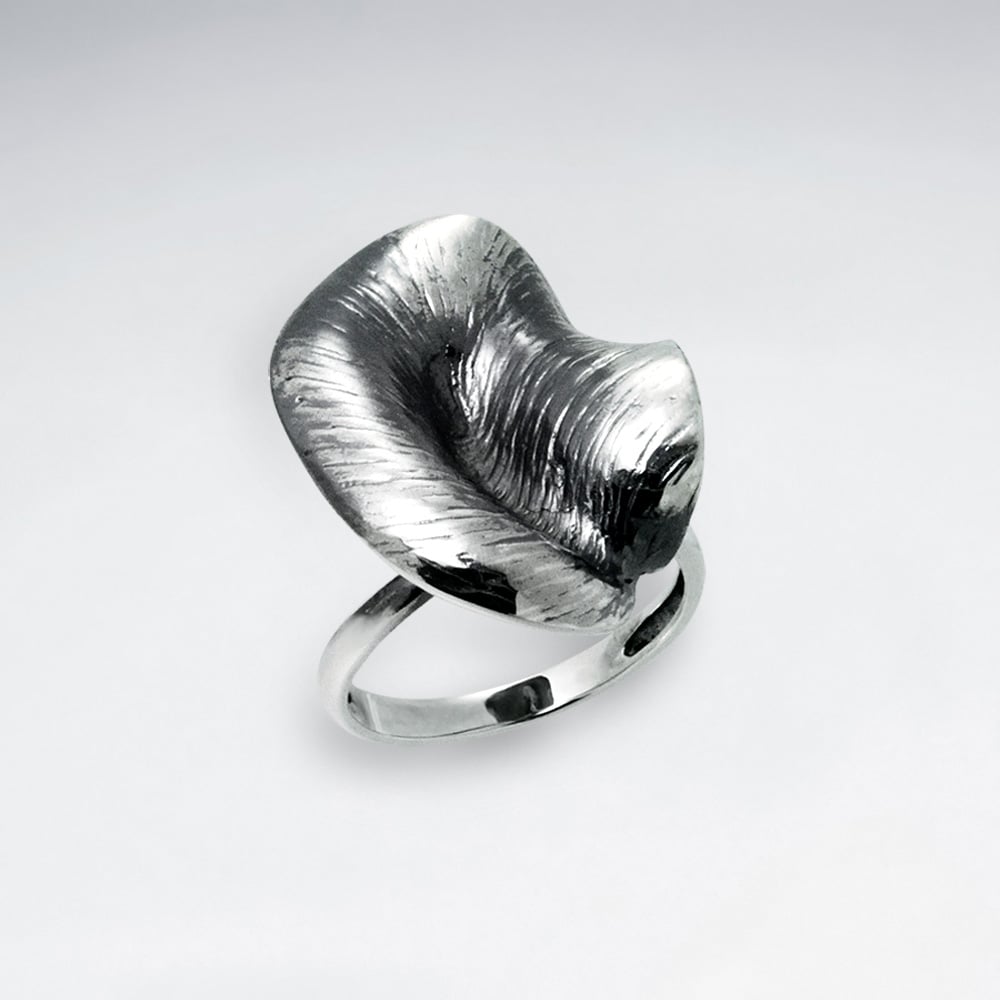 Sterling Silver Oxidized Leaf Design Ring