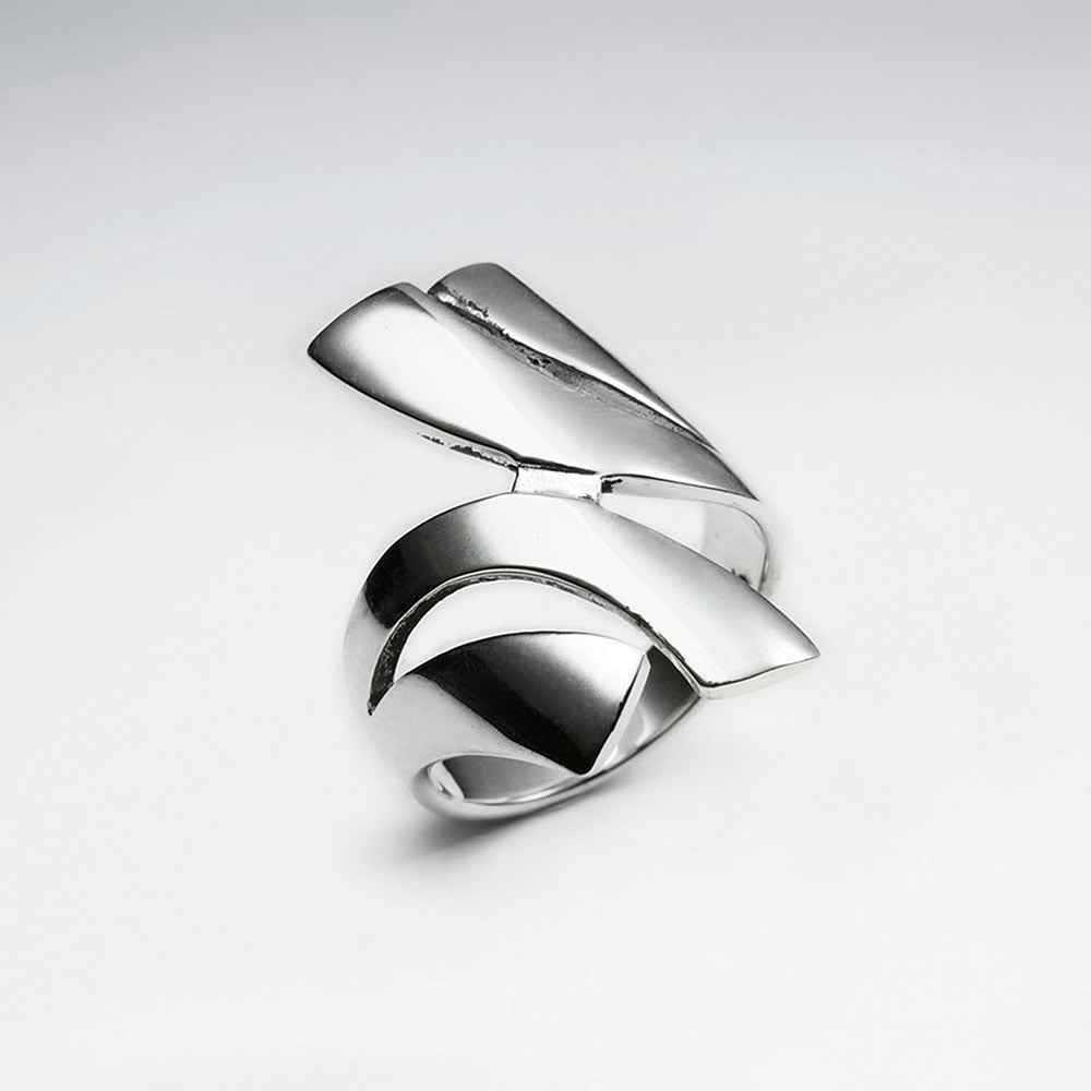 Sterling Silver Bold Lines Curve Design Ring