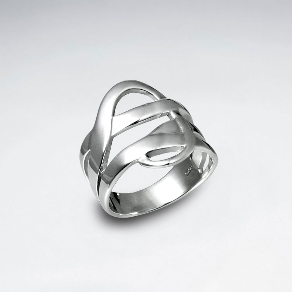 Sterling Silver Interwoven Lines Design Ring