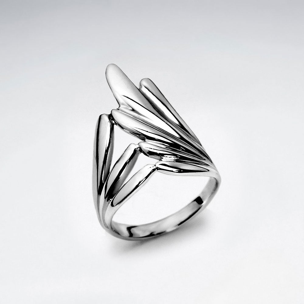 Sterling Silver Feathery  Design Ring