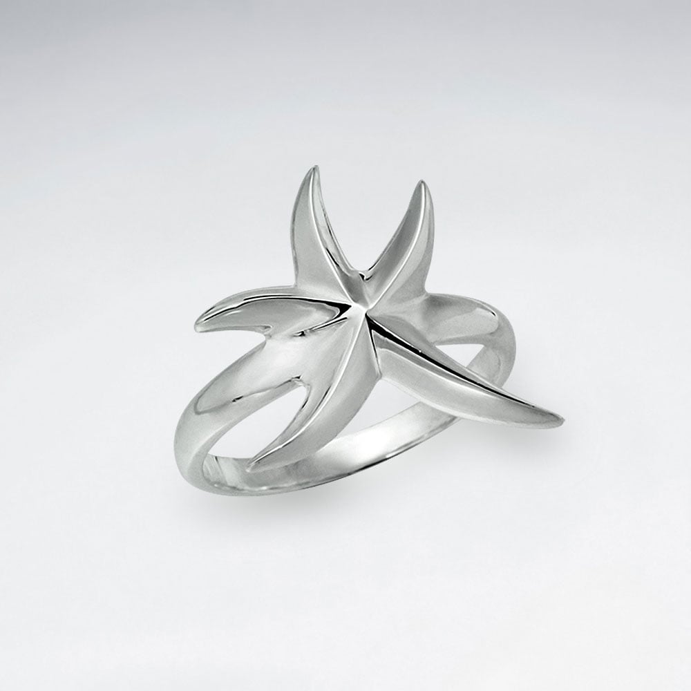 Sterling Silver Starfish Polished Design Ring
