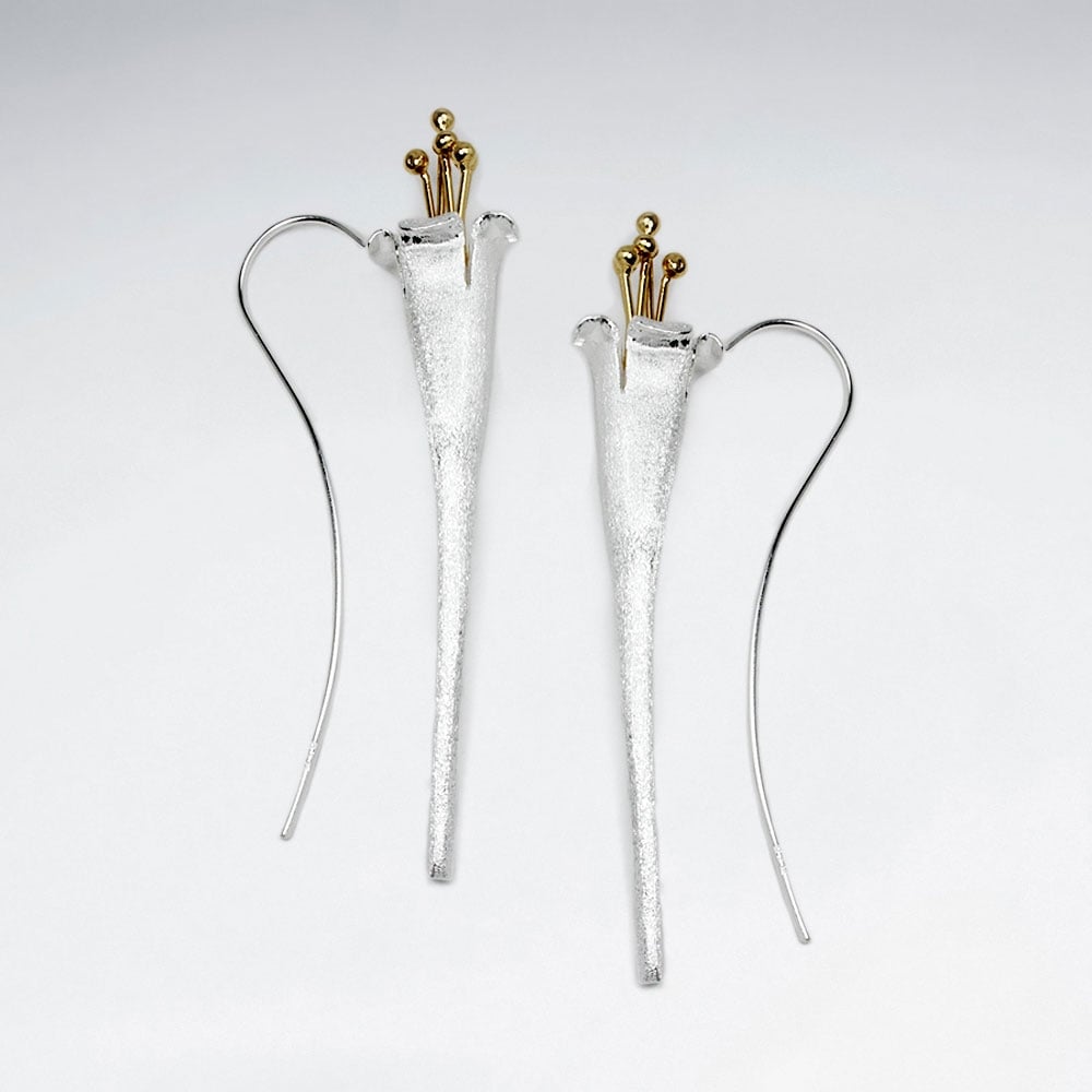 Women's Sterling Silver Calla Lily Drop Earrings