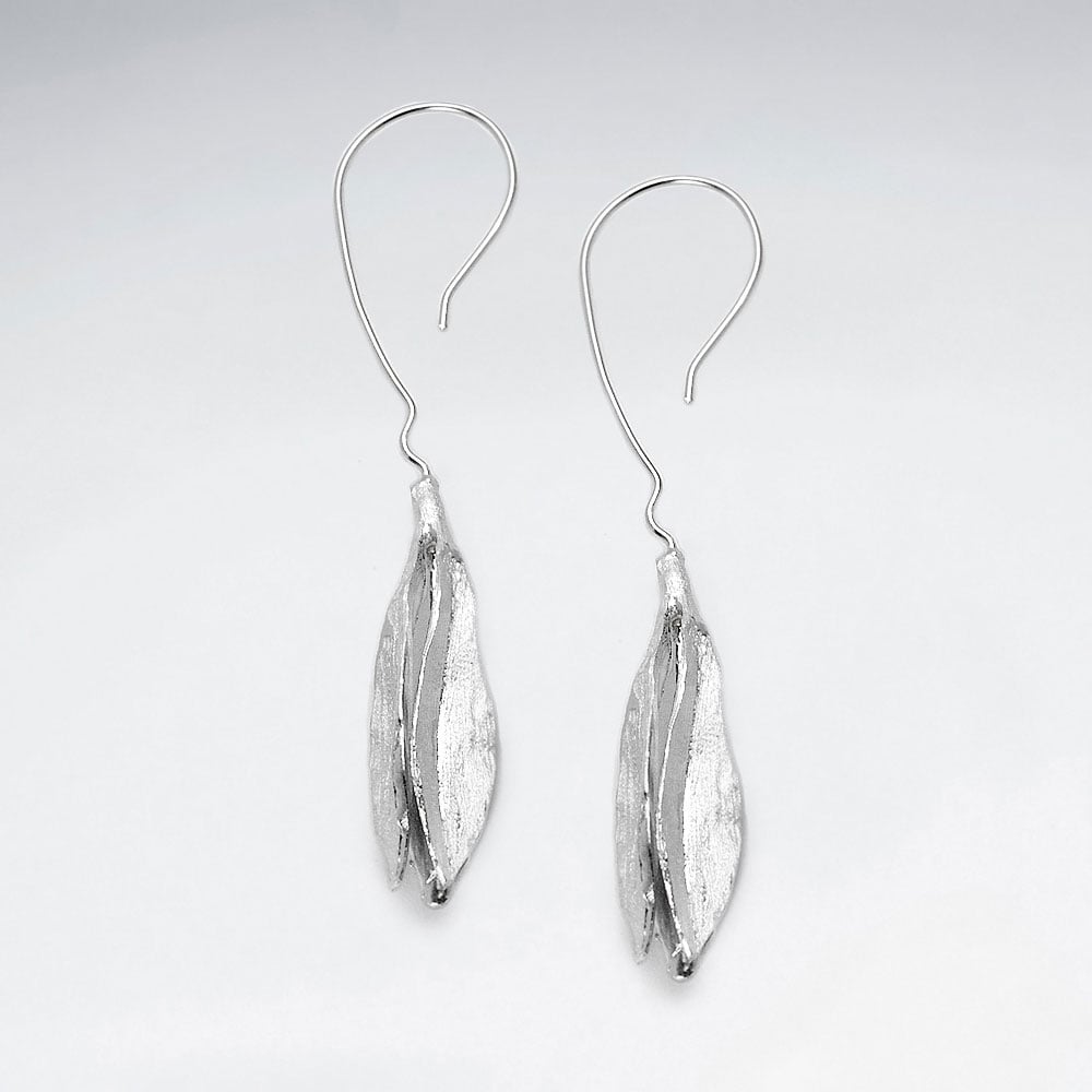 Mother Nature Sterling Silver Abstract Leaf Earrings