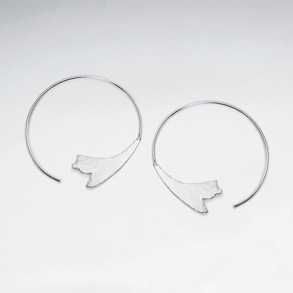 Floral Silhouette Sterling Silver Hoop Earrings