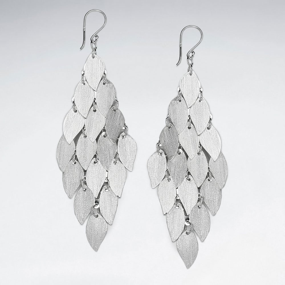 Captivating Teardrops Sterling Silver Matte Cascade Earrings