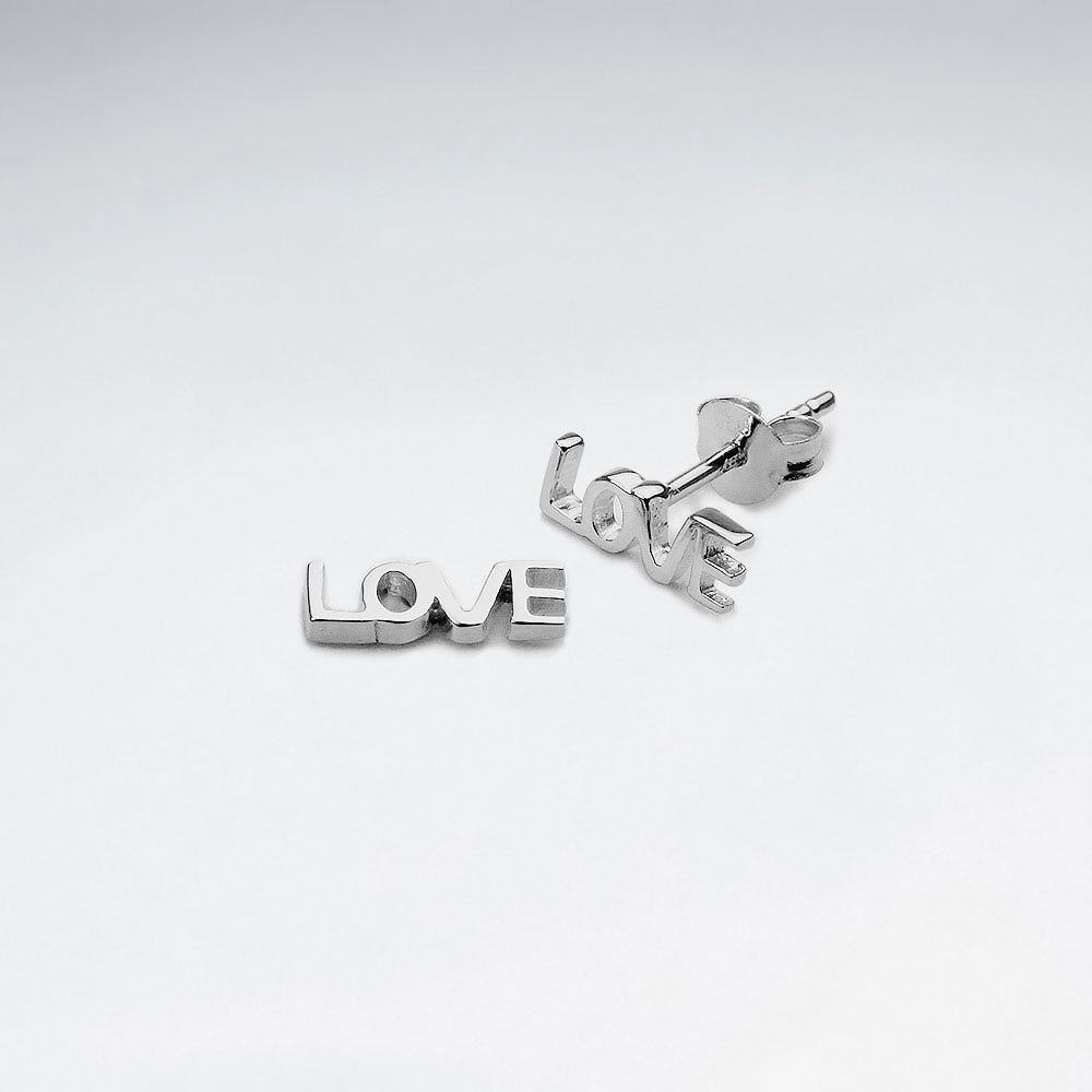Sterling Silver "LOVE" Stud Earrings