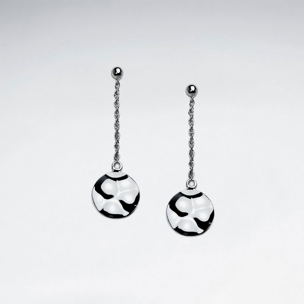 Sterling Silver Circle Chain Silhouette Dangle Earrings
