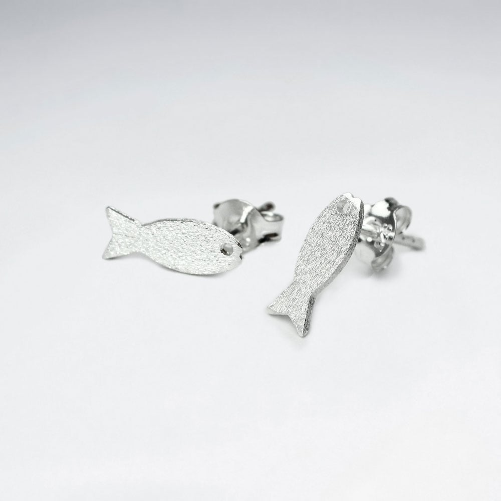 Matte Silver Aquatic Fish Earrings