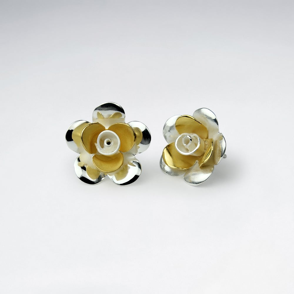 Handmade Silver Sand Blasted Flower Earrings
