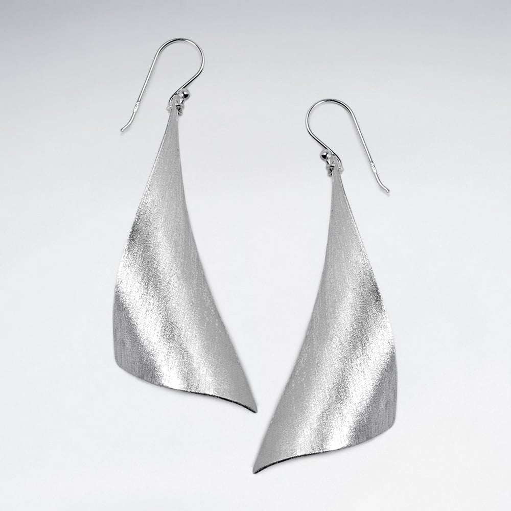 Handmade Silver Mod Art Matte & Rhodium Earrings