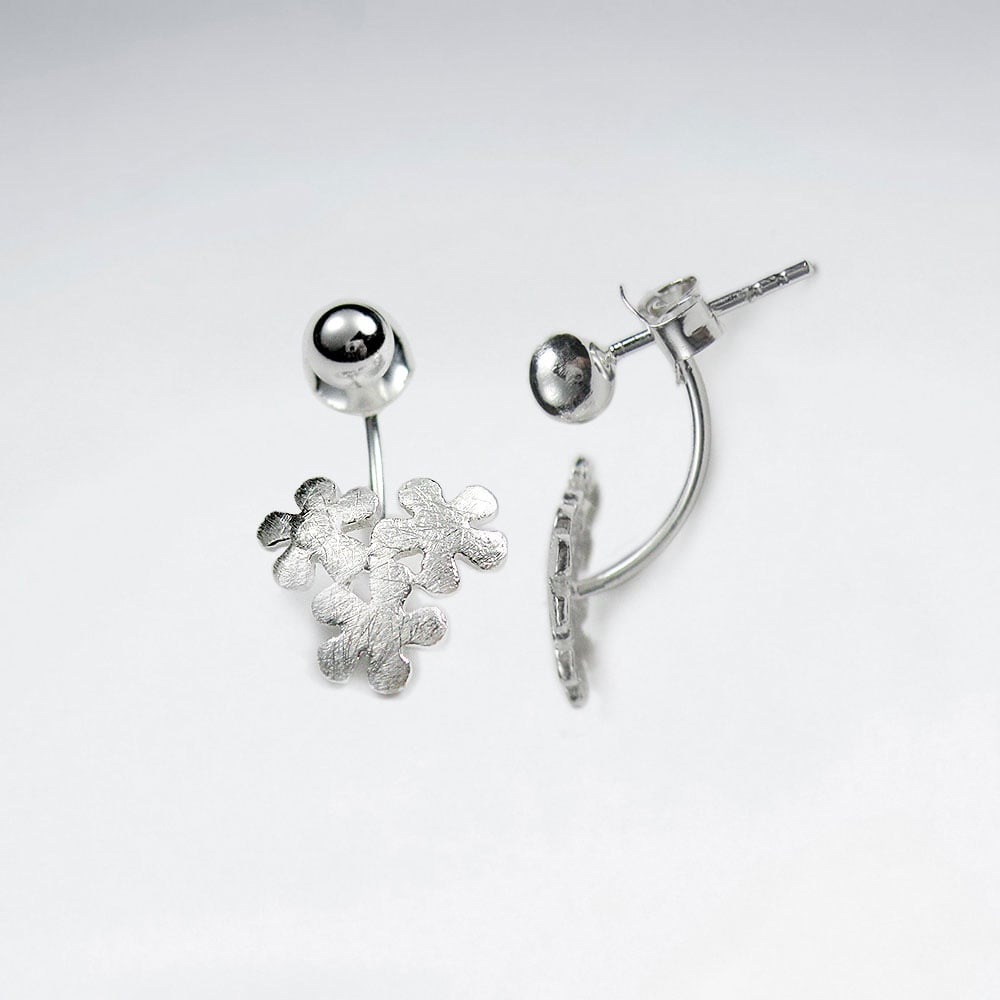 Sterling Silver Matte Flower Bouquet Earrings