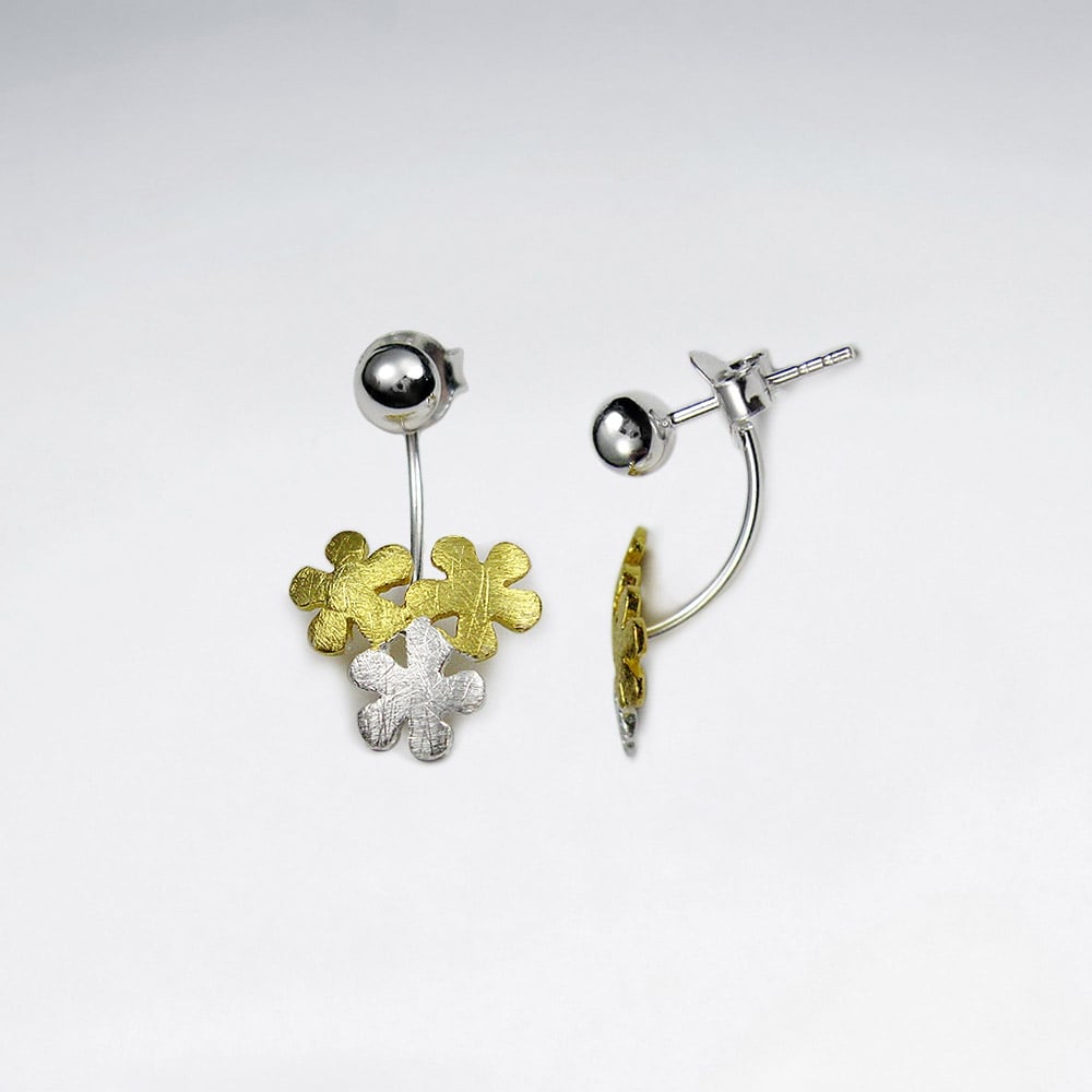 Sterling Silver Matte Flower Bouquet Earrings