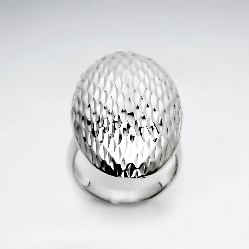 Sterling Silver Oval With Texture Design Ring