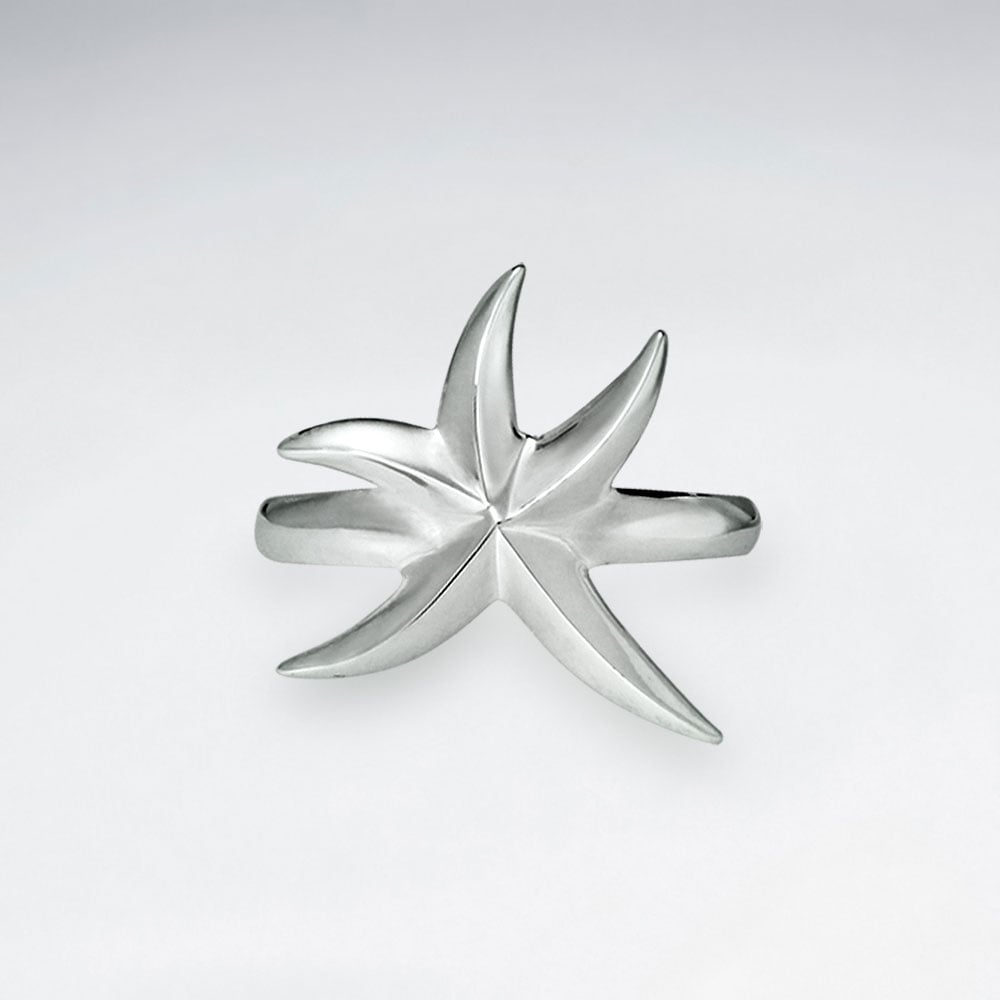 Sterling Silver Starfish Polished Design Ring