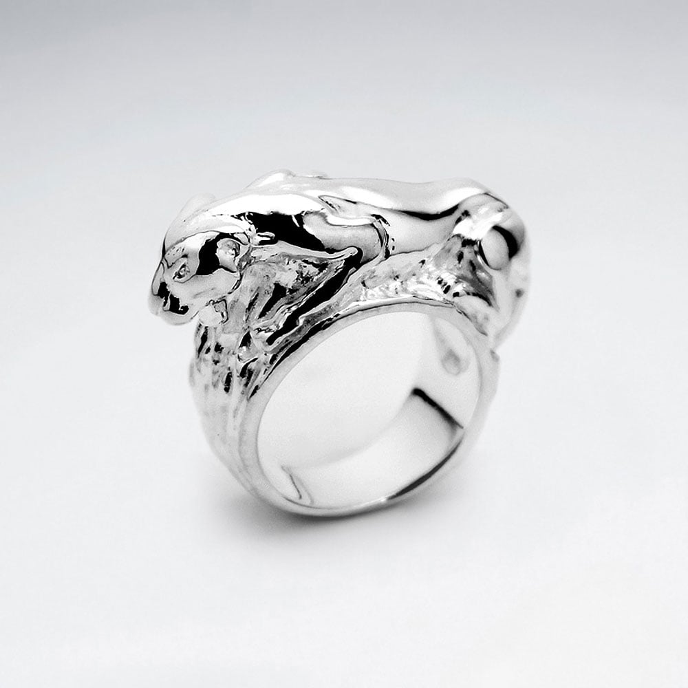 Sterling Silver Tiger Design Ring