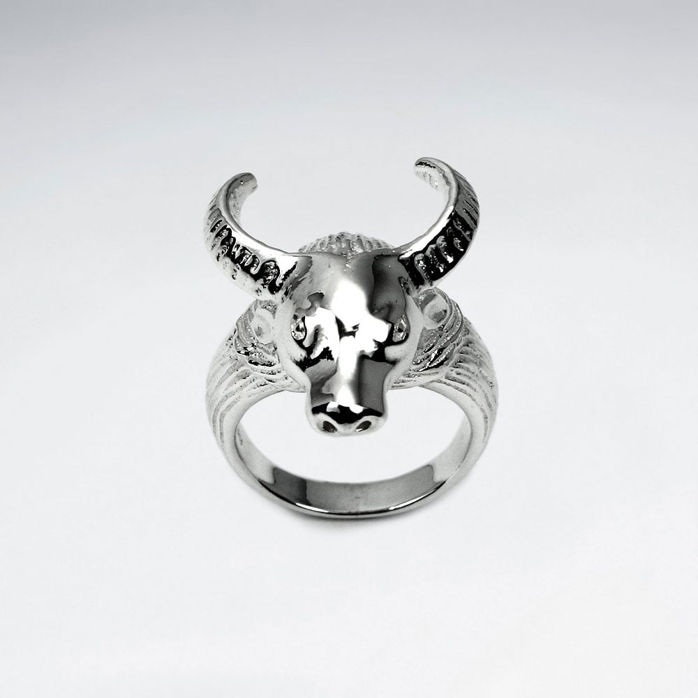 Sterling Silver Bull Head Design Ring