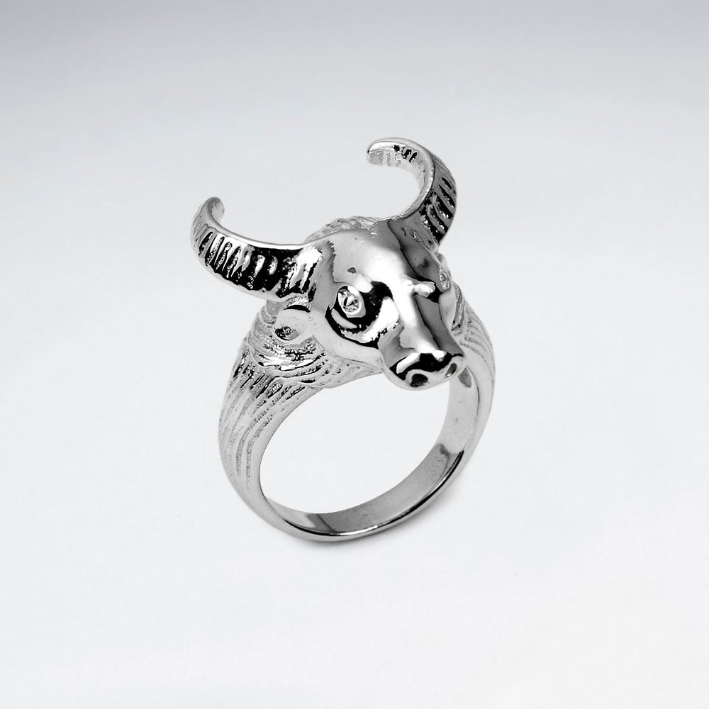 Sterling Silver Bull Head Design Ring