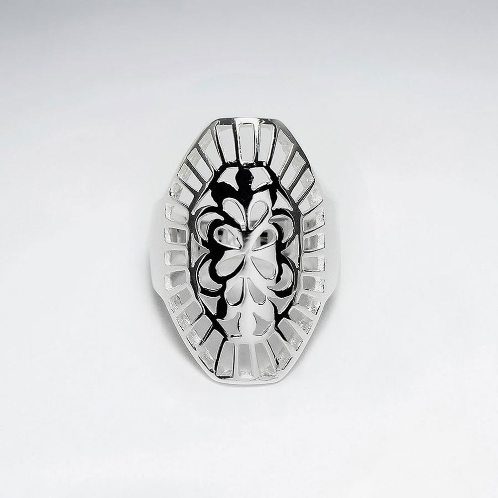 Sterling Silver Geometric Shape Filigree Design Ring
