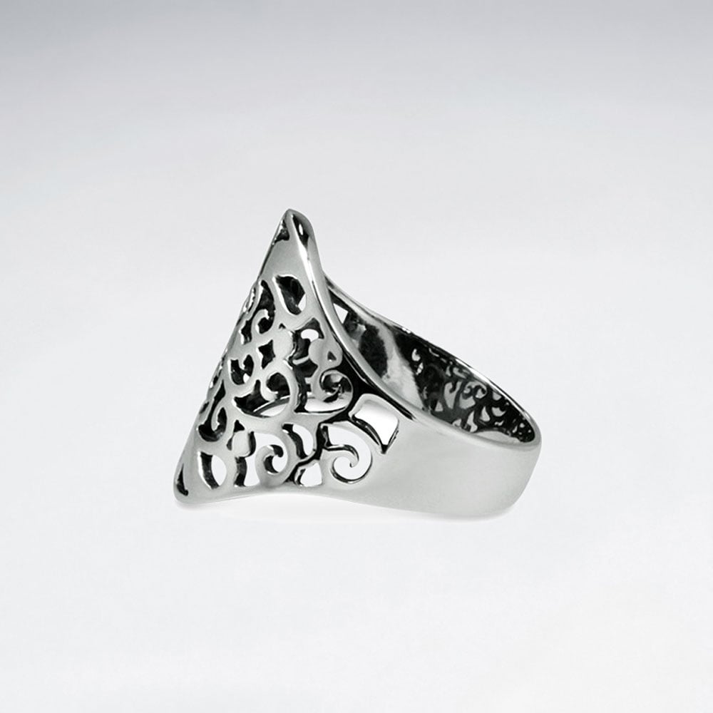 Oxidized Sterling Silver Filigree Design Ring