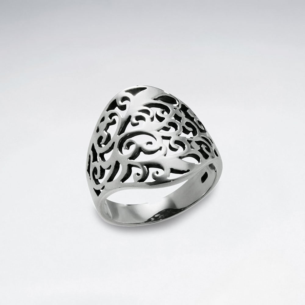 Oxidized Sterling Silver Filigree Design Ring