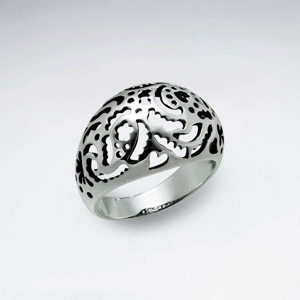 Oxidized Sterling Silver Modern Design Ring
