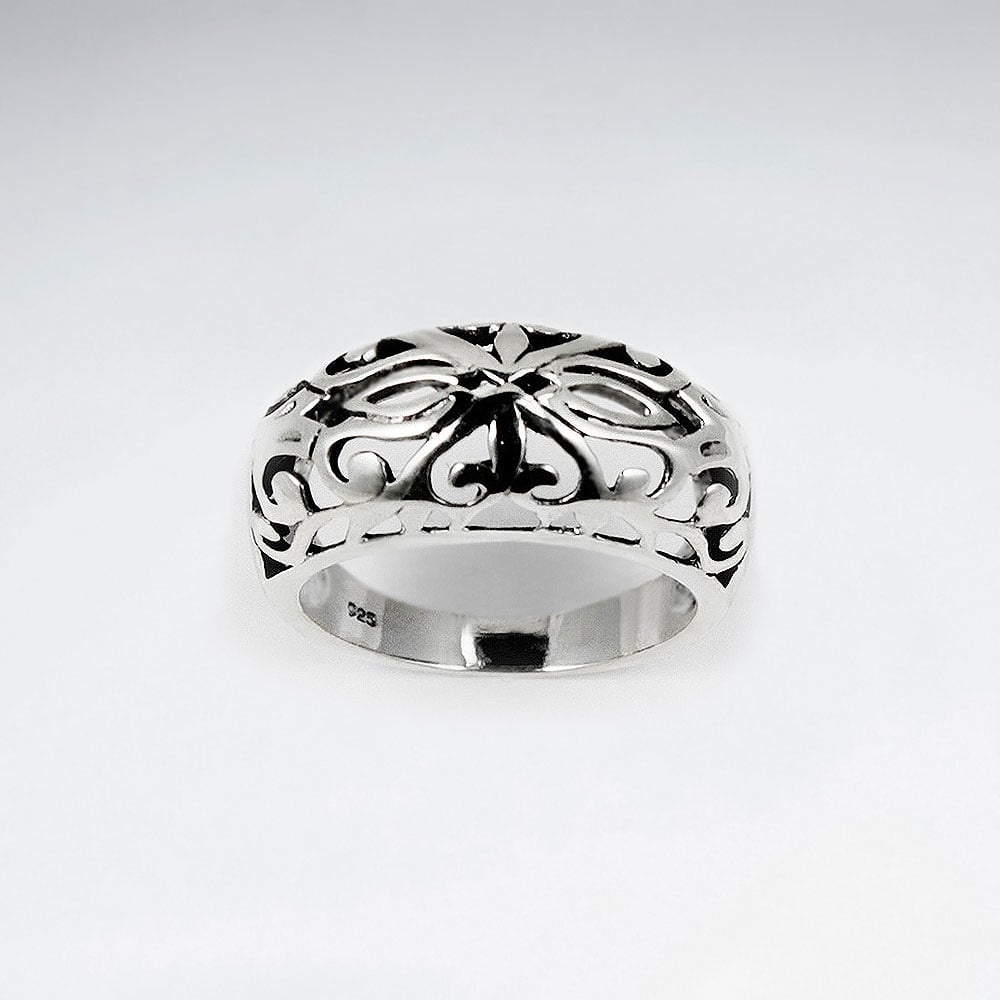 Sterling Silver Oxidized Filigree Design Ring