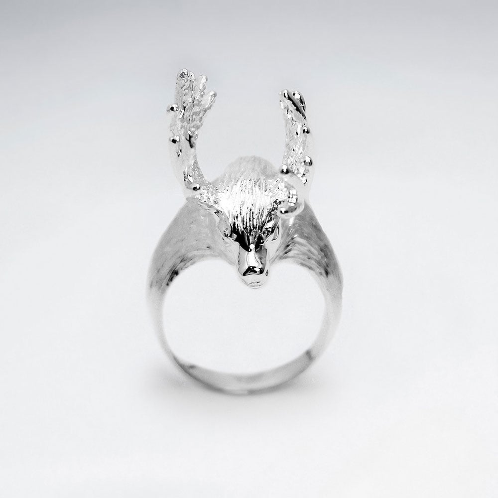 Sterling  Silver Deer Head Design Ring