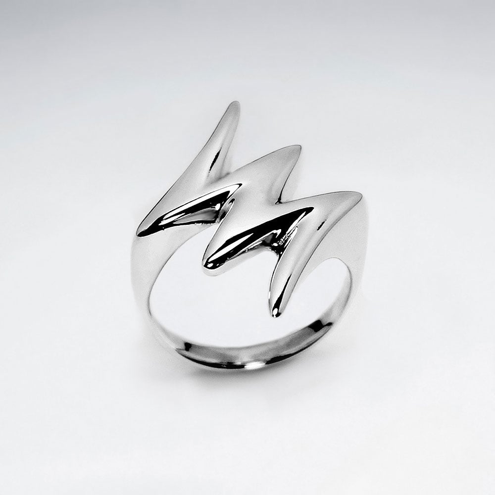 Sterling Silver Zigzag Lightning Bolt Design Ring