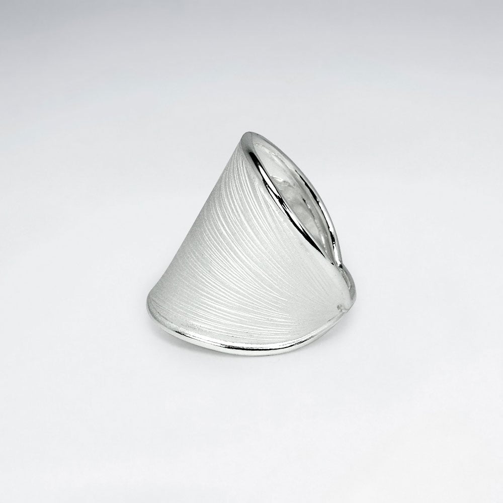 Handmade Silver High Polished Sand Blasted High Concept Statement Ring