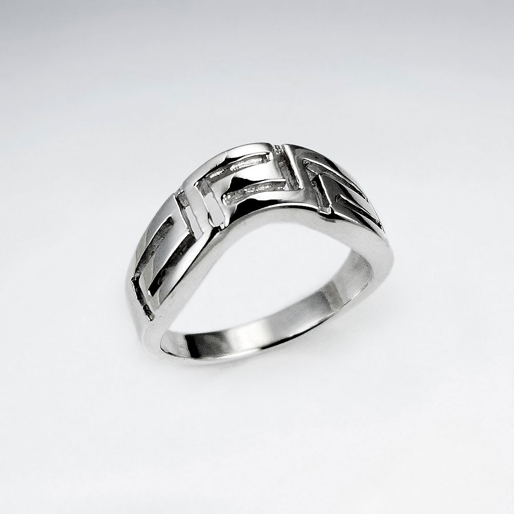 Sterling Silver Geometric Zigzag Line Ring