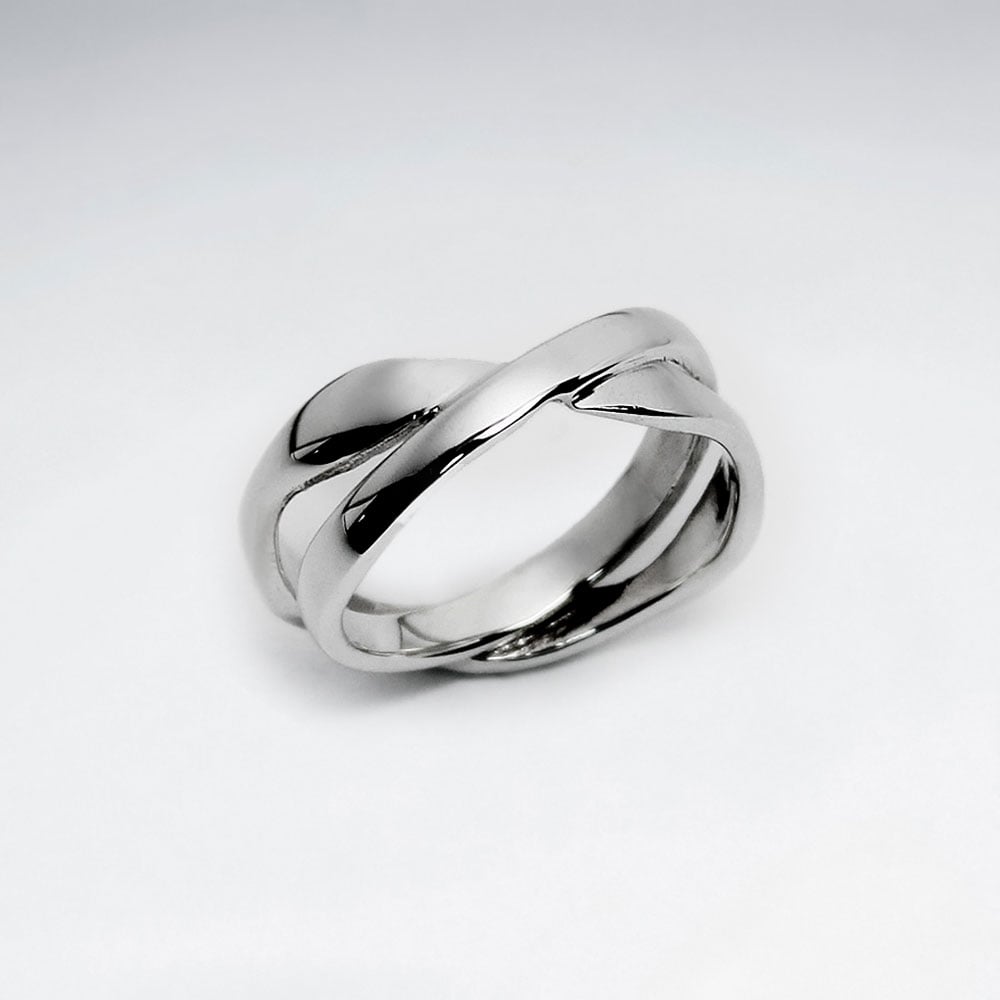 Sterling Silver Contemporary Silhouette Crisscross Ring