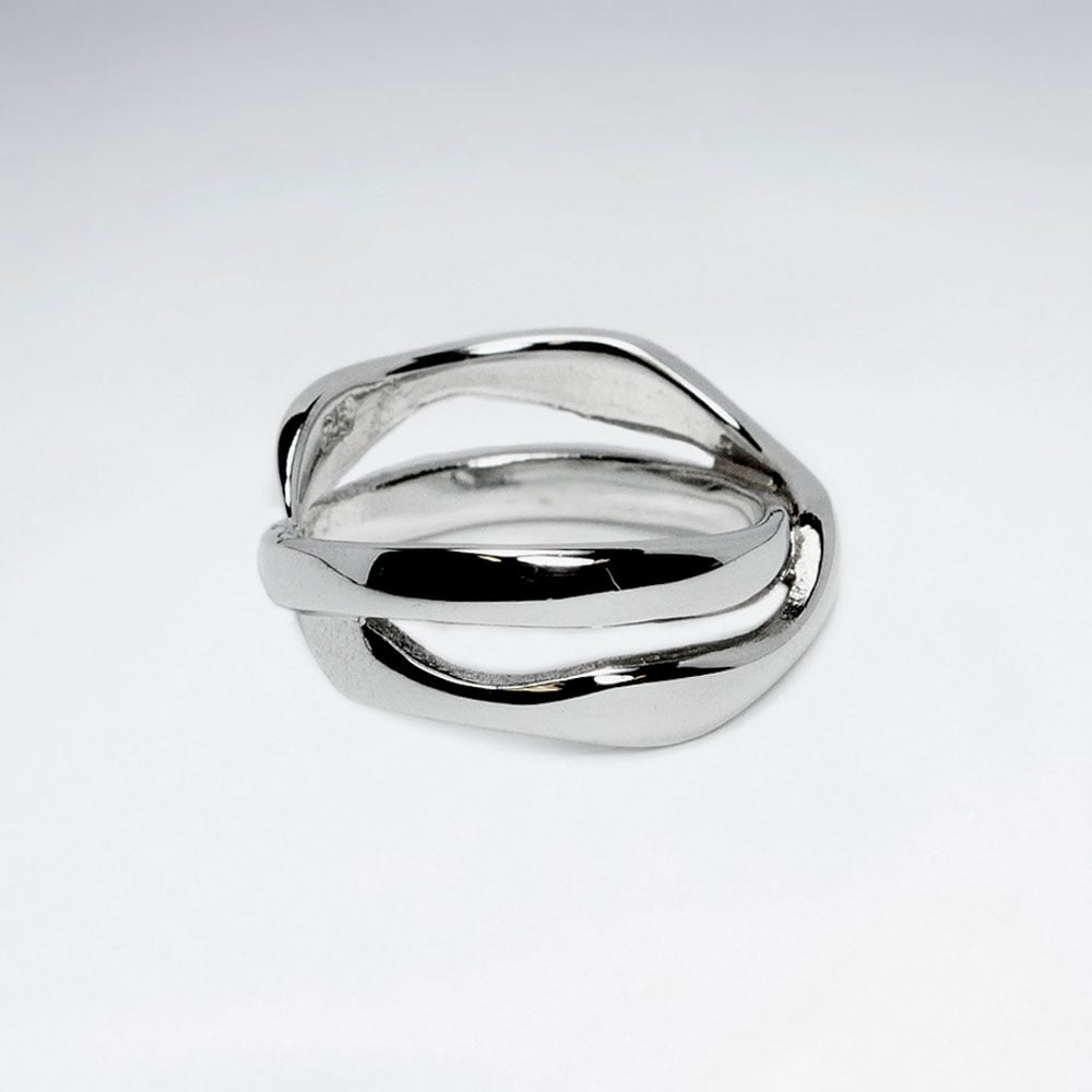 Sterling Silver Contemporary Silhouette Crisscross Ring