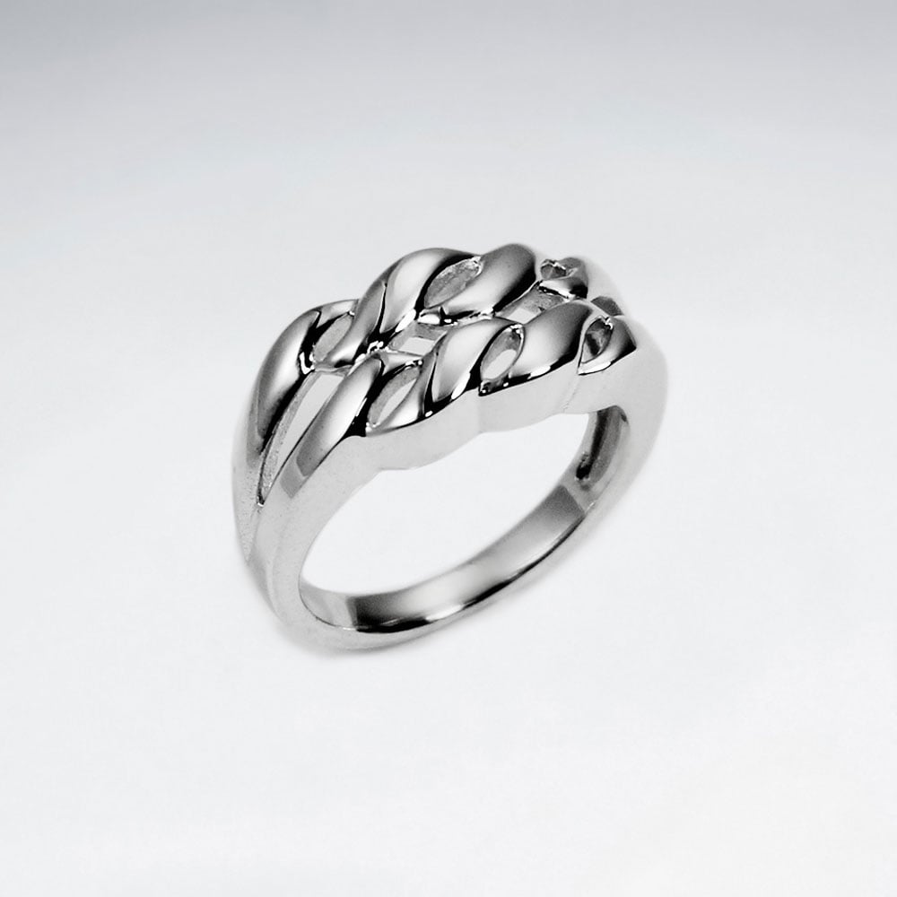 Sterling Silver Knotted Lines Ring