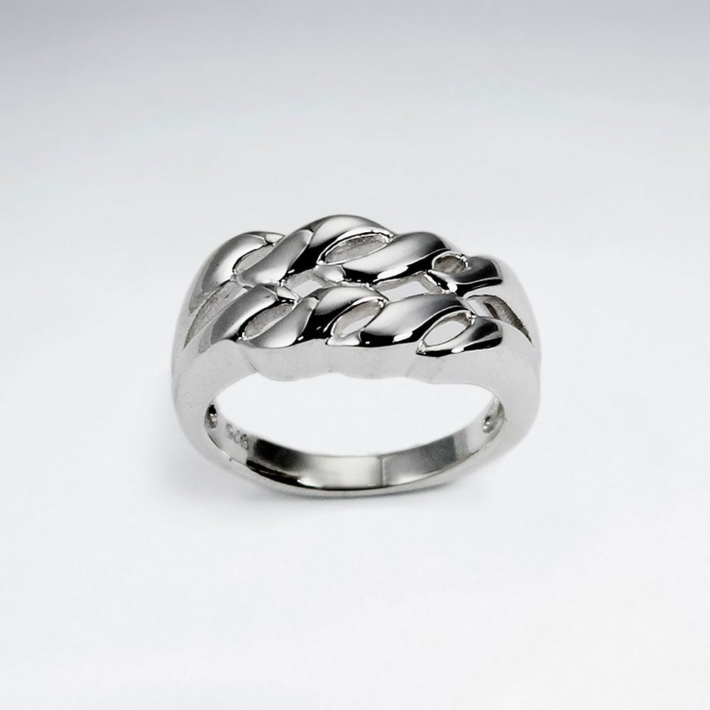 Sterling Silver Knotted Lines Ring