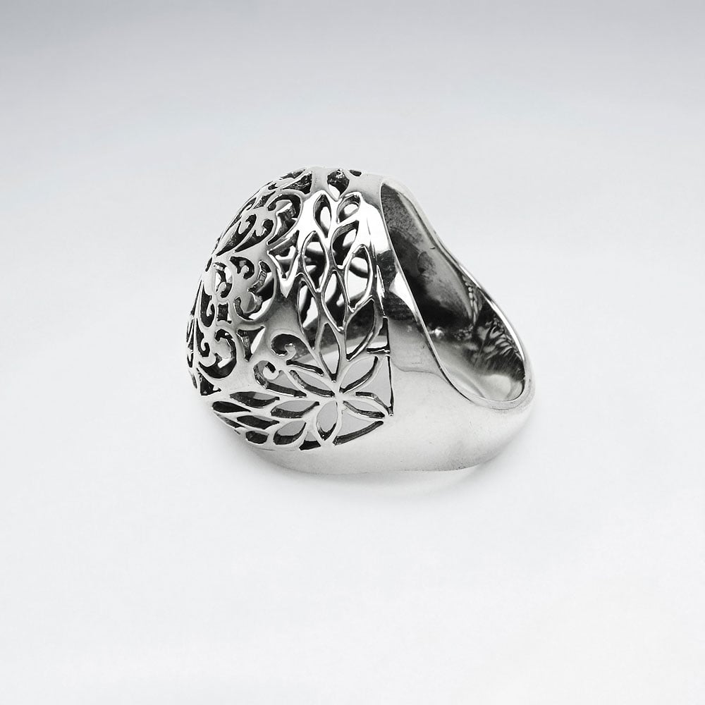 Sterling Silver Puffed Filigree Cocktail Ring