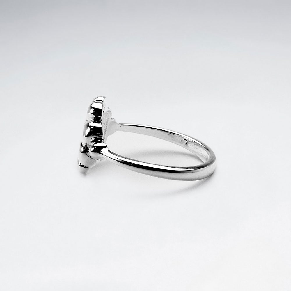 Sterling Silver Clover Heart Openwork Ring