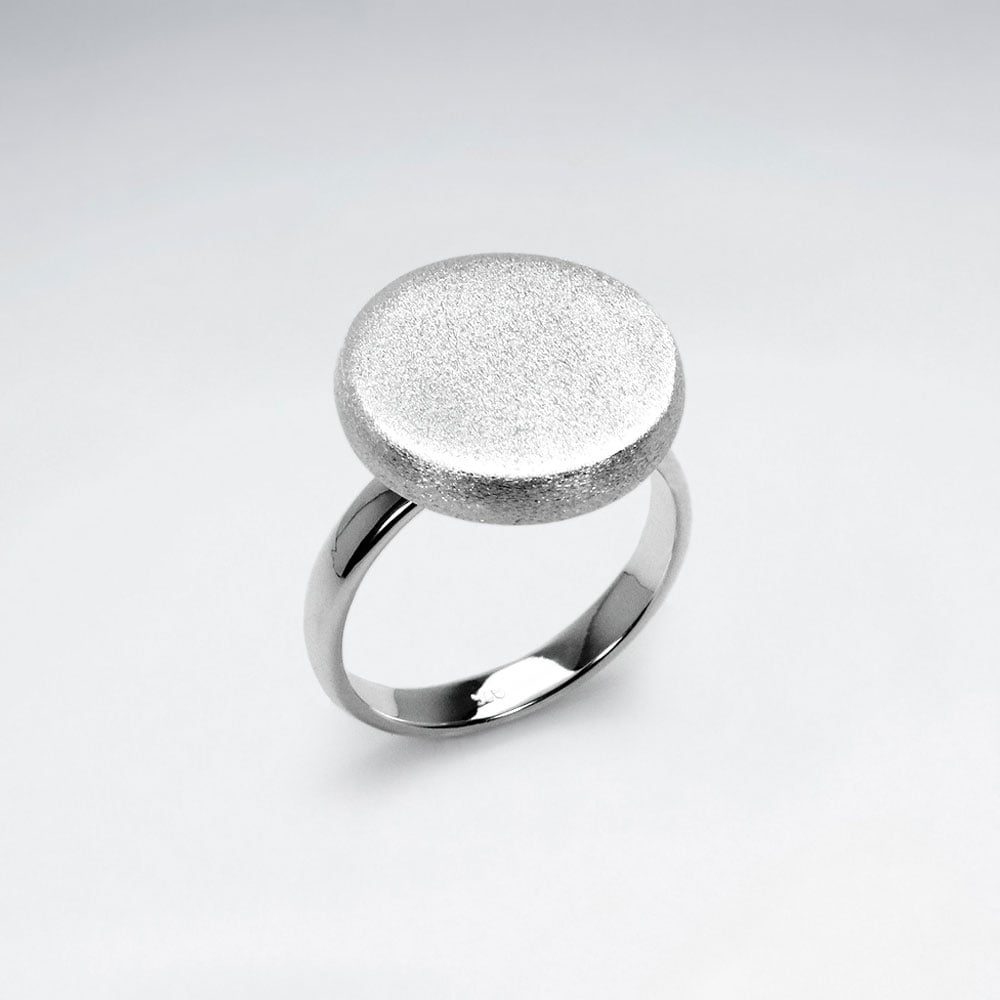 Matte Silver Button Ring