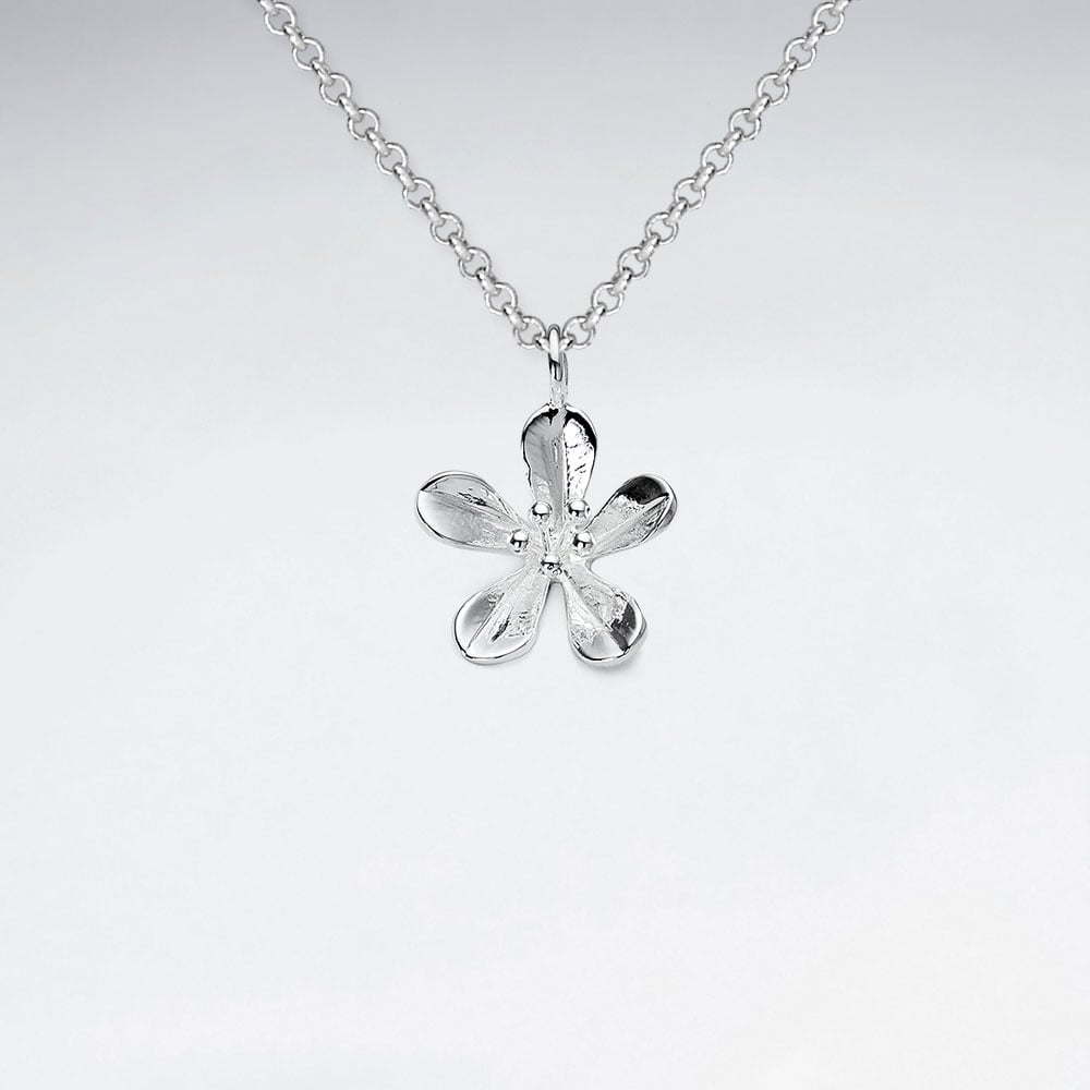Handmade Silver Five Point Flower Pendant