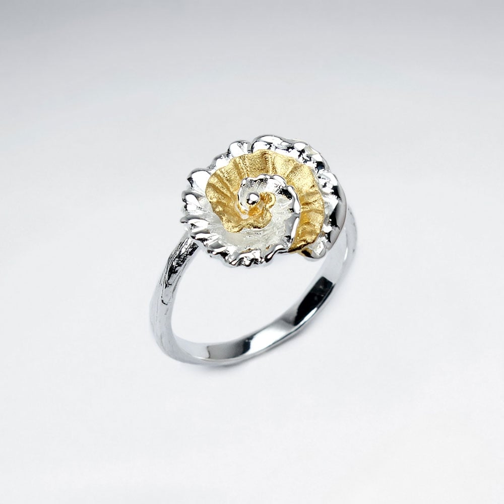 Sterling Silver Matte & High Polished Swirl Flower Ring