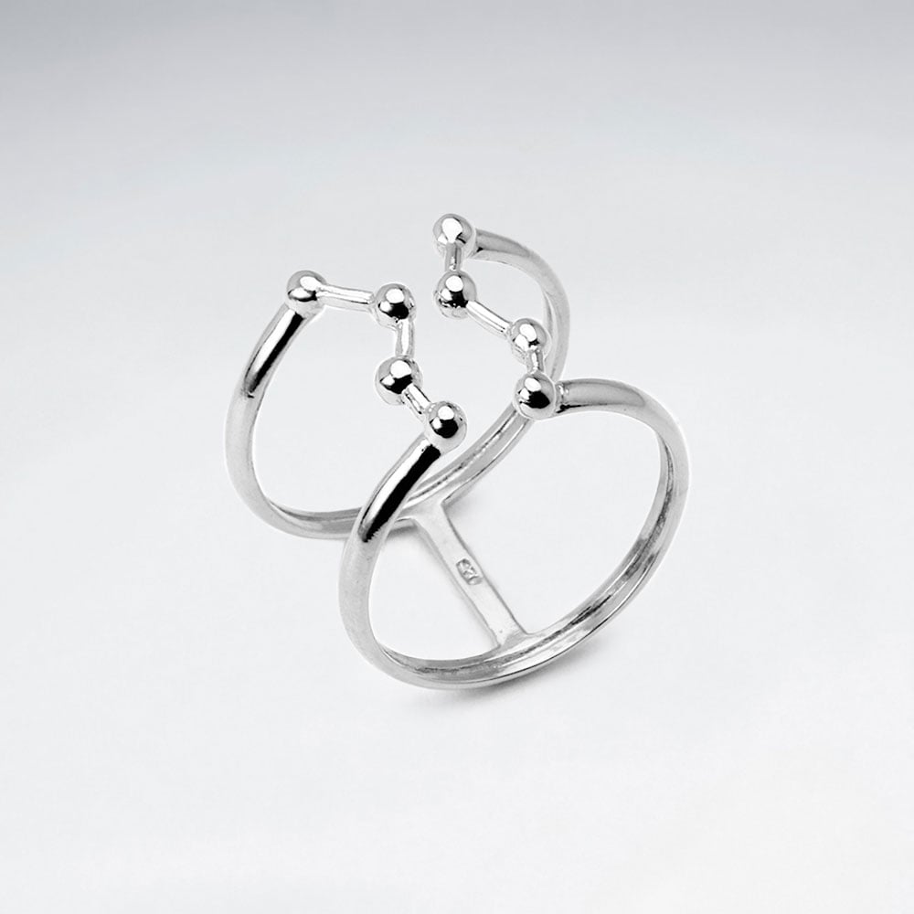 Sterling Silver Open Zigzag Ball Ring