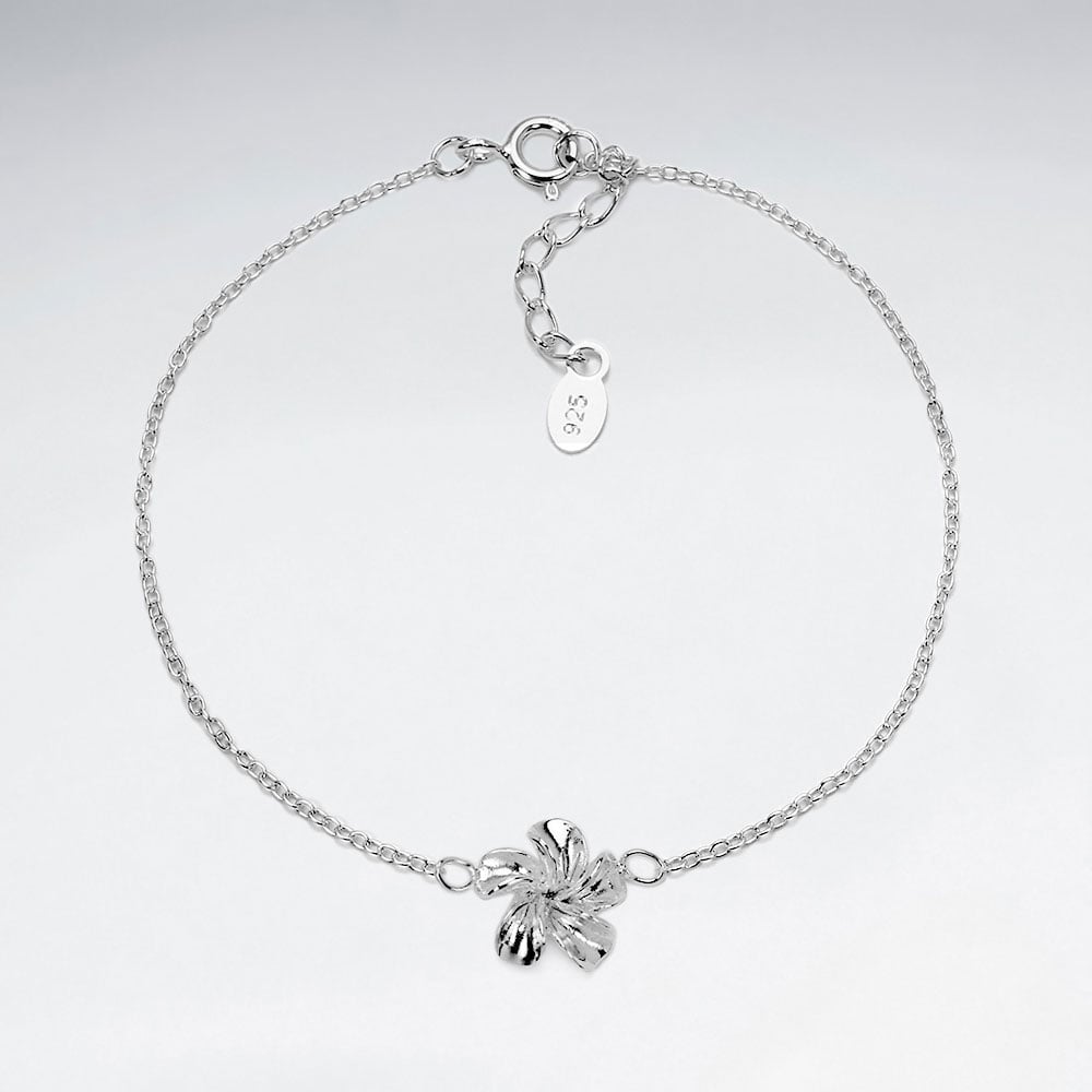 925 Silver Hawaiian Swirl Flower  Bracelet
