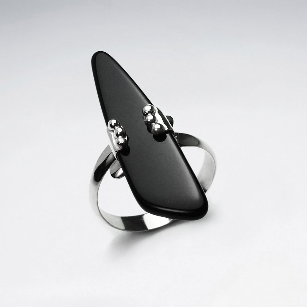 Black Stone Statement Ring in Sterling Silver