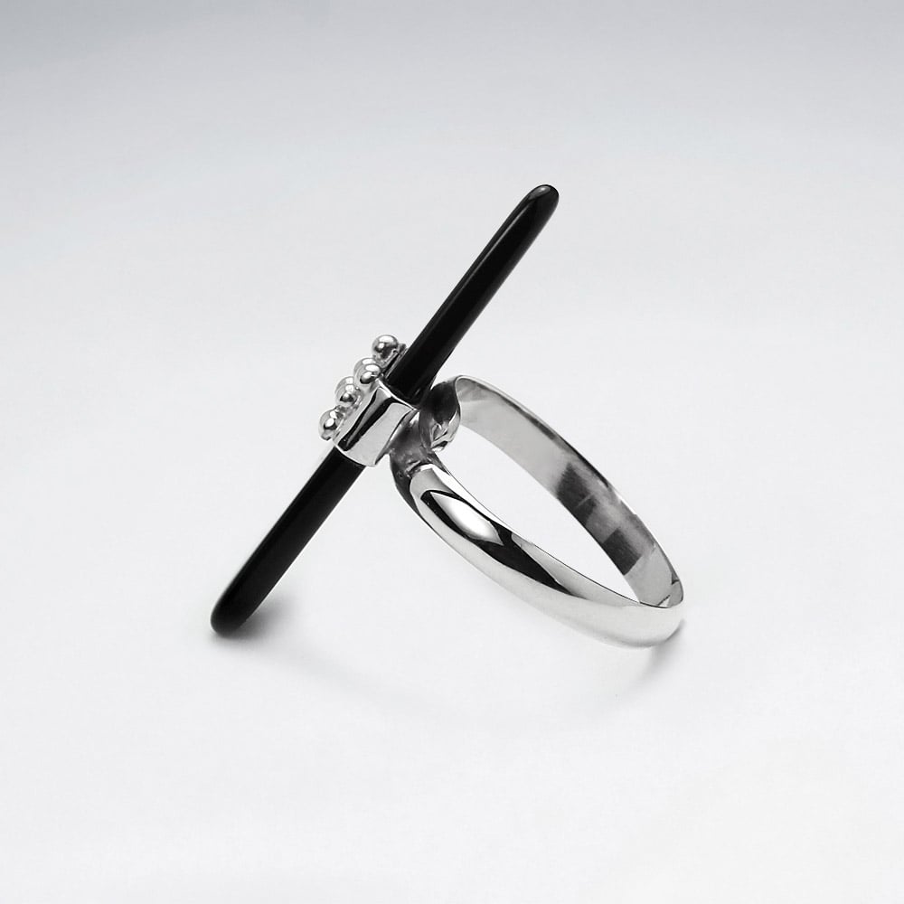 Black Stone Statement Ring in Sterling Silver