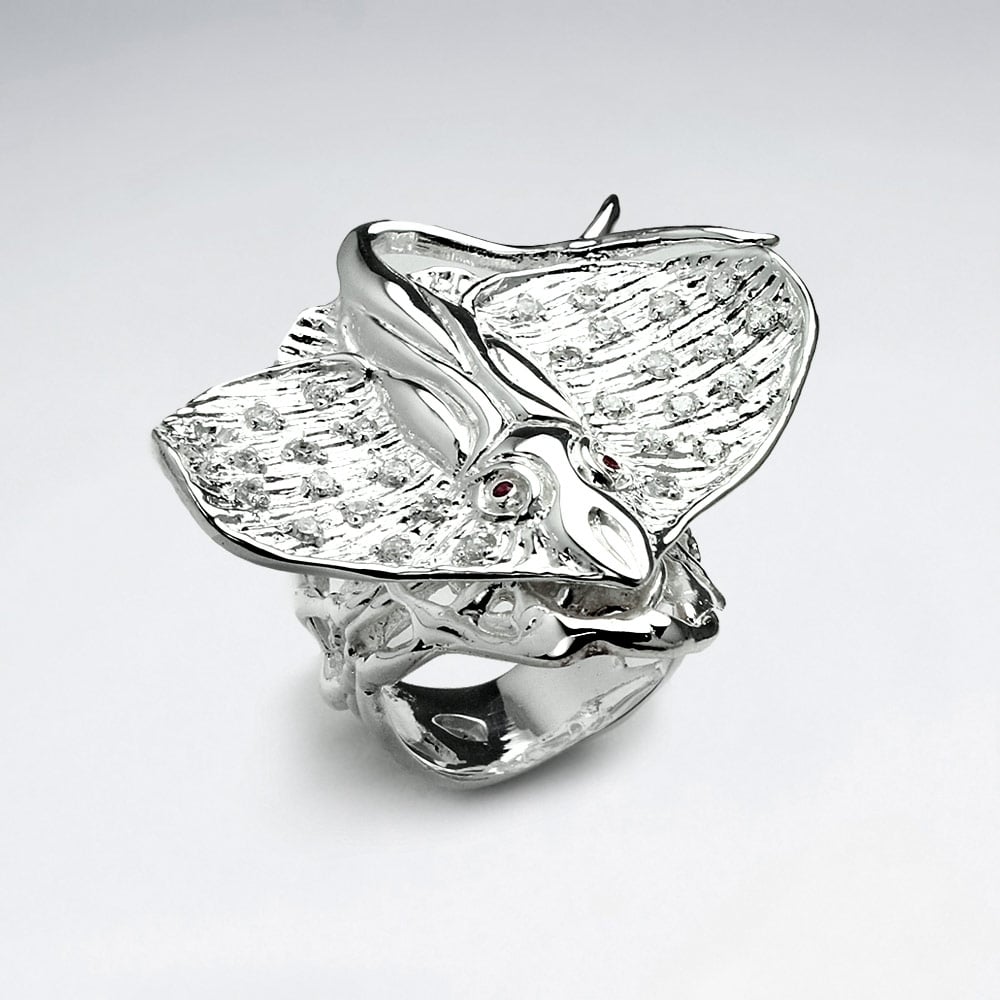Elaborate Style Fashion Statement Ring in CZ & Sterling Silver