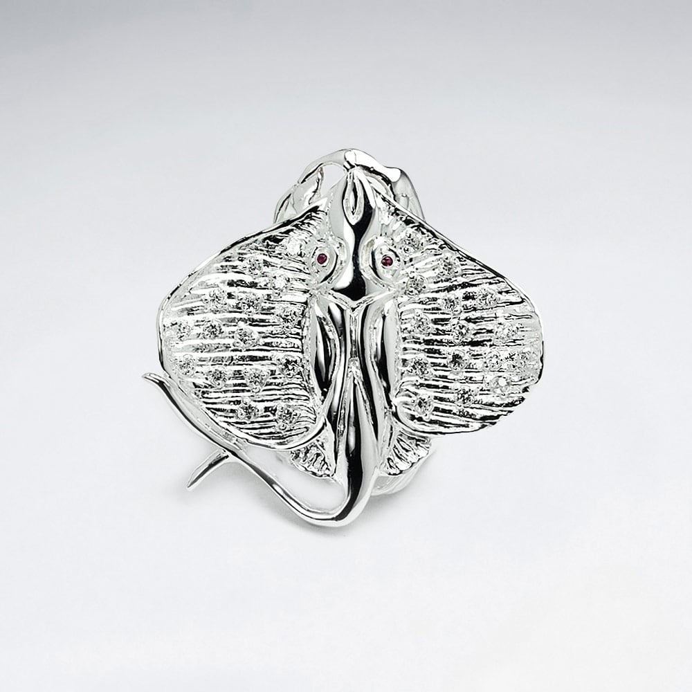 Elaborate Style Fashion Statement Ring in CZ & Sterling Silver