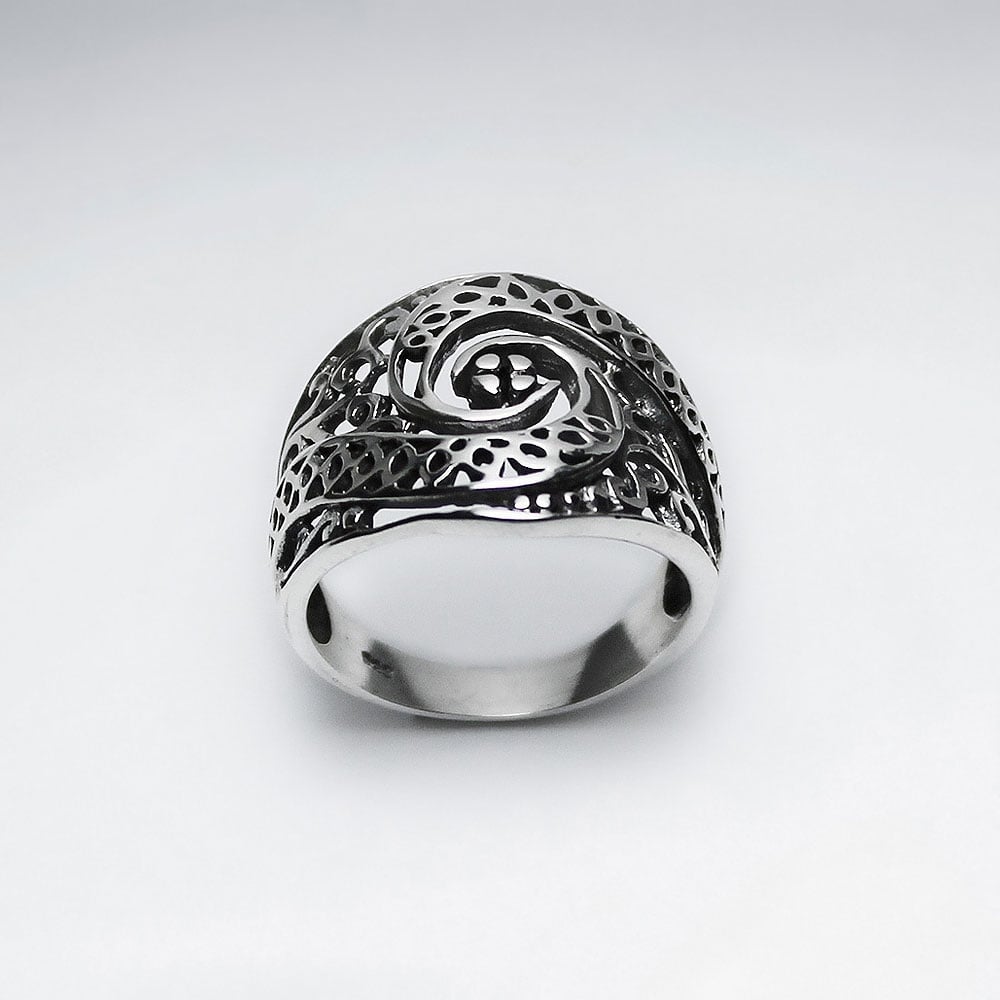 Oxidized Silver Filigree "Eye" Ring