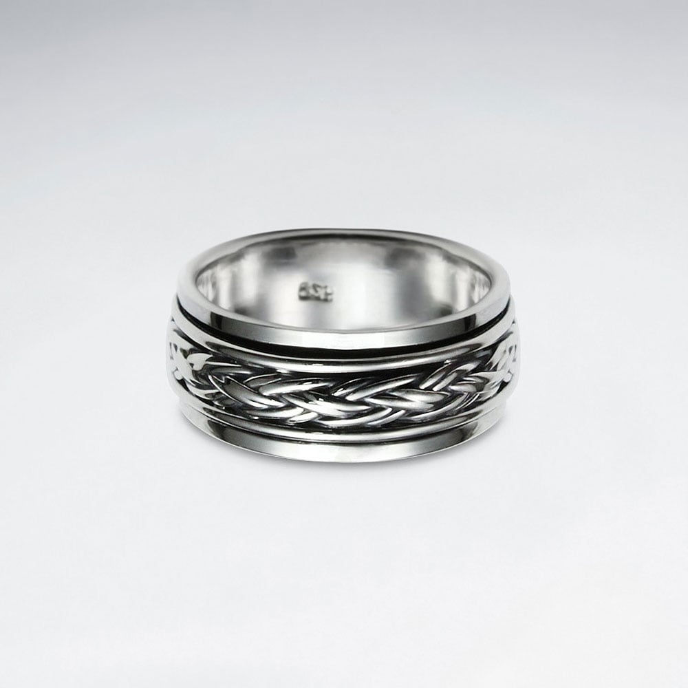 Oxidized Silver Braided Twist Ring