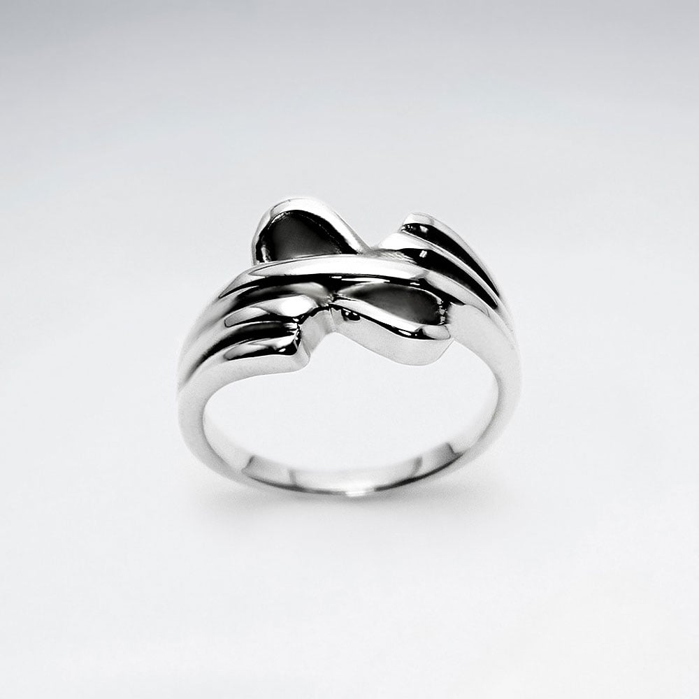 Sterling Silver Crisscross Lined Ring